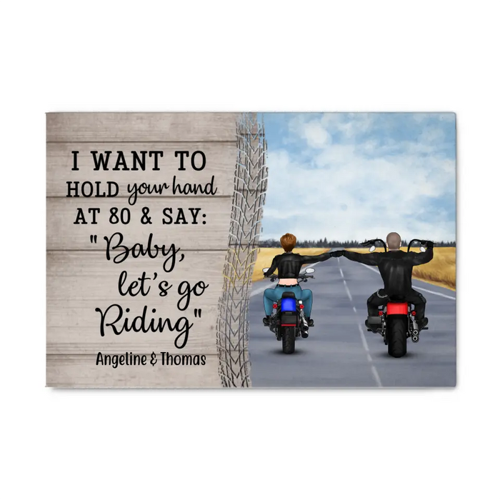 Personalized Canvas, Riding Couple Canvas Backview, Gifts For Motorcycle Riders