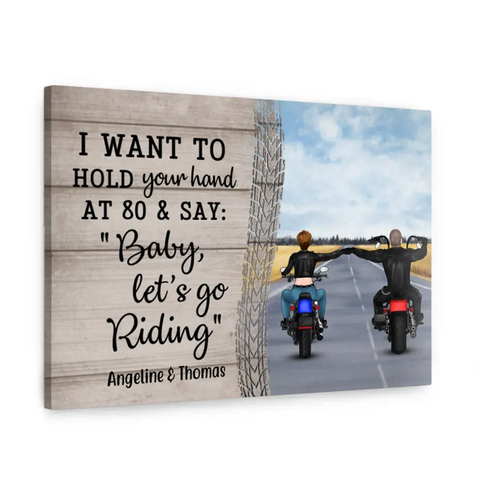 Personalized Canvas, Riding Couple Canvas Backview, Gifts For Motorcycle Riders