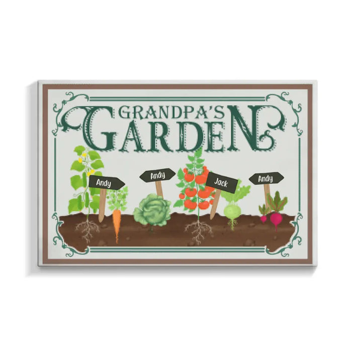 Grandpa's Garden - Personalized Gifts for Gardeners - Custom Canvas for Family and Dad
