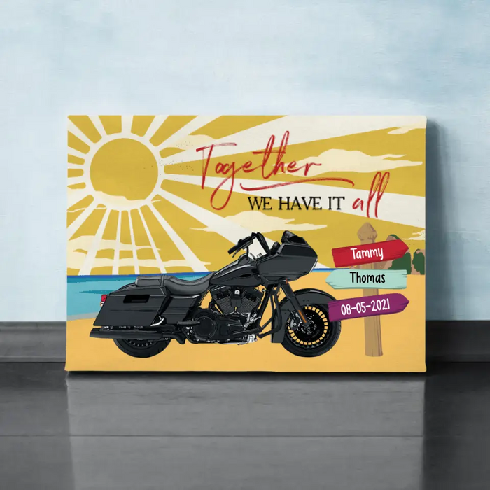 Personalized Canvas, Together We Have It All, Gifts For Biker Couple