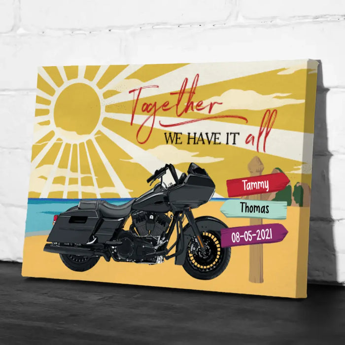 Personalized Canvas, Together We Have It All, Gifts For Biker Couple