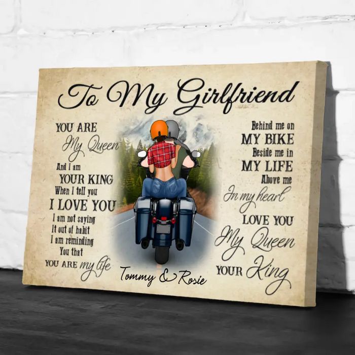 Personalized Canvas, Motorcyle Couple, Gift for Biker  Wife, Motorcycle Lovers, Riding Couple