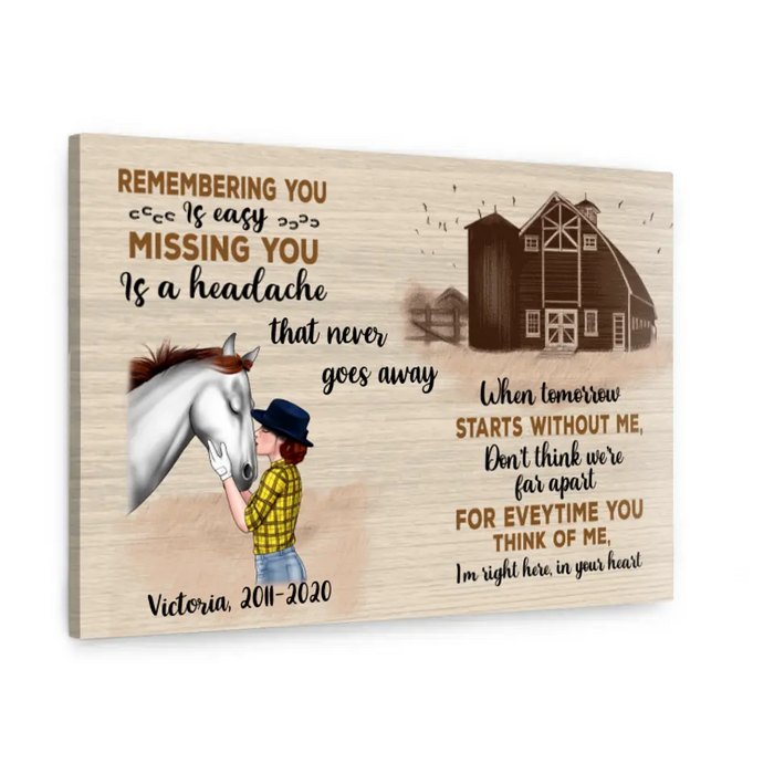 Personalized Canvas, Memorial Gift for Loss of Horse, Horse Memorial Gift