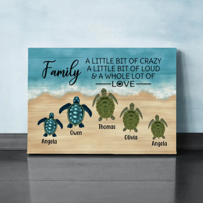 Personalized Canvas, Turtle Family On The Sea, Gifts For Sea Turtle Lovers