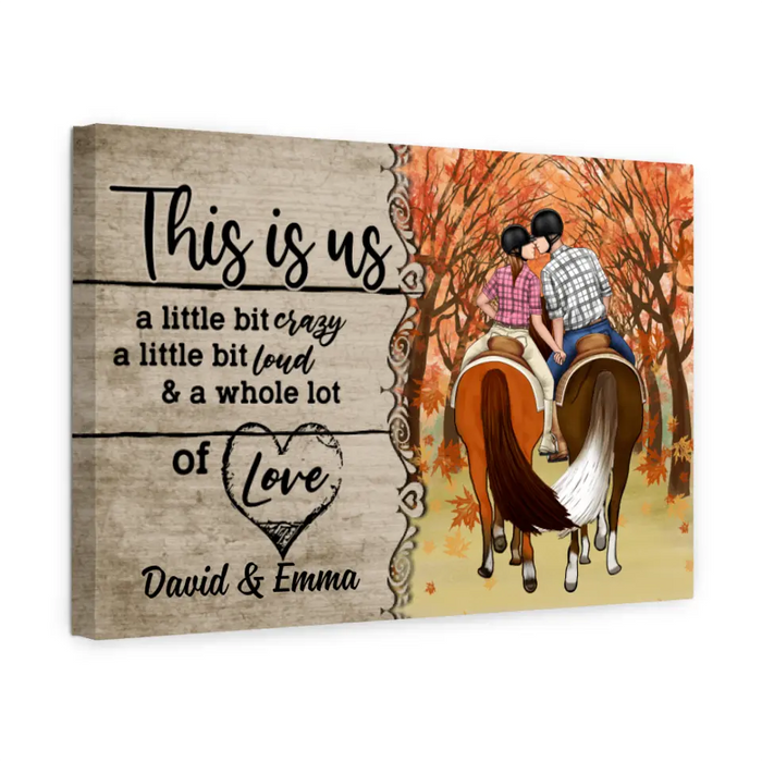 Personalized Canvas,  Horseback Riding Couple Holding Hand - This Is Us, Gift For Couple And Horse Lovers