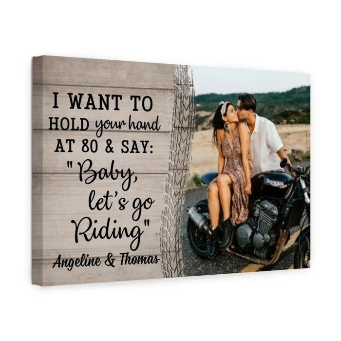 Personalized Canvas, Riding Couple Pictures, Photo Upload Gifts, Gift for Motorcycle Riders