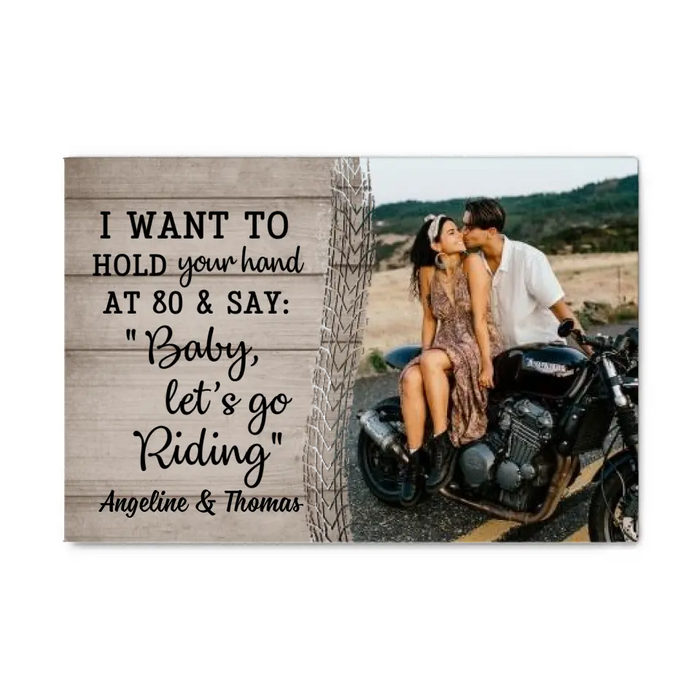 Personalized Canvas, Riding Couple Pictures, Photo Upload Gifts, Gift for Motorcycle Riders