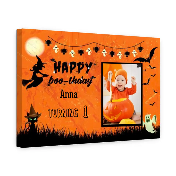 Personalized Canvas, Happy Boothday With Picture, Halloween Gift, Gift for Kid, Gift for Family