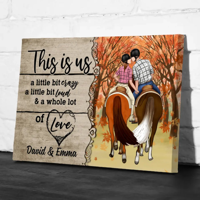 Personalized Canvas,  Horseback Riding Couple Holding Hand - This Is Us, Gift For Couple And Horse Lovers