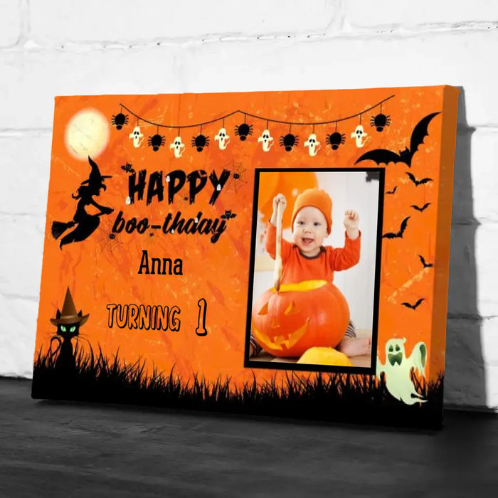 Personalized Canvas, Happy Boothday With Picture, Halloween Gift, Gift for Kid, Gift for Family