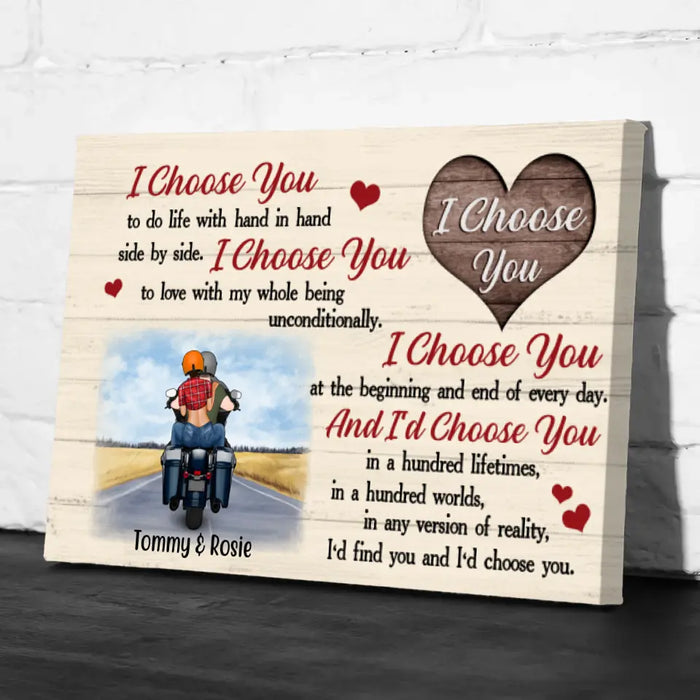 Personalized Canvas, I Choose You To Do Life With, Motorbike Couple, Trike Bike, Gifts For Motorcycle Lovers