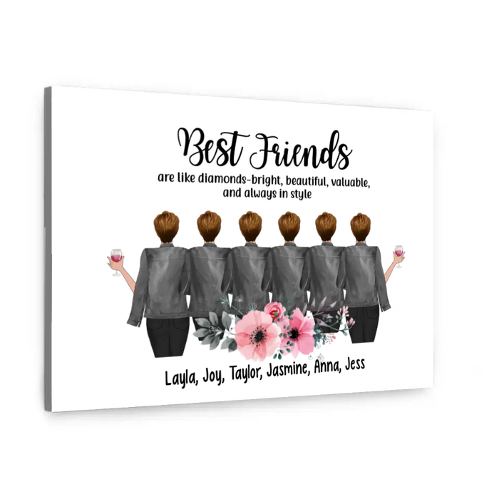 Personalized Canvas, Up To 6 Girls, Best Friends Are Like Diamonds, Gift For Sisters, Best Friends