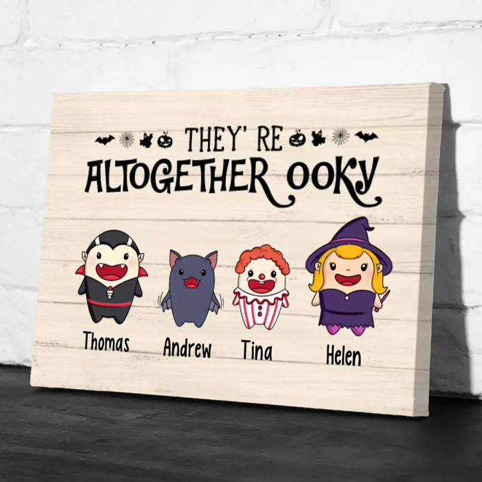 Personalized Canvas, They're Altogether Ooky, Cute Halloween Icon, Gifts For Halloween Family