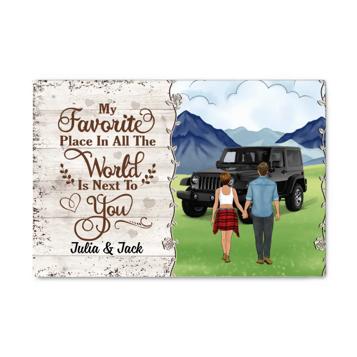 Personalized Canvas, Couple Holding Hands, Adventure Partners, My Favorite Place In All The World Is Next To You, Gift For Couples, Gift For Friends, Car Lovers