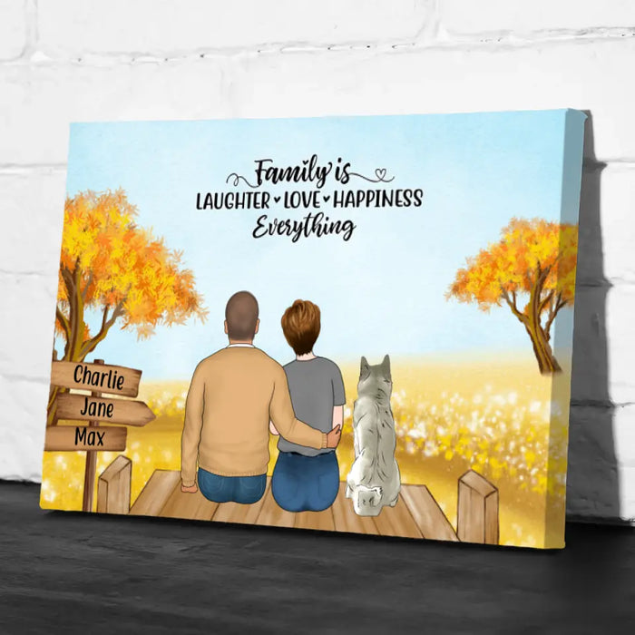 Personalized Canvas, Family Sitting Together On Beach and Garden, Gift for Whole Family