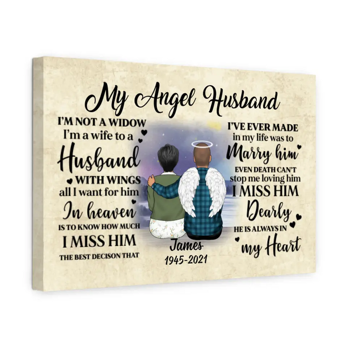 My Angel Husband - Personalized Gifts Custom Memorial Canvas for Mom or Husband, Memorial Gifts