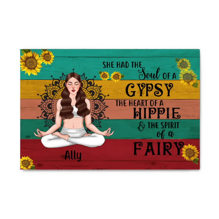 Personalized Canvas, She Had The Soul Of A Gypsy, Gift For Hippie, Yoga Fans