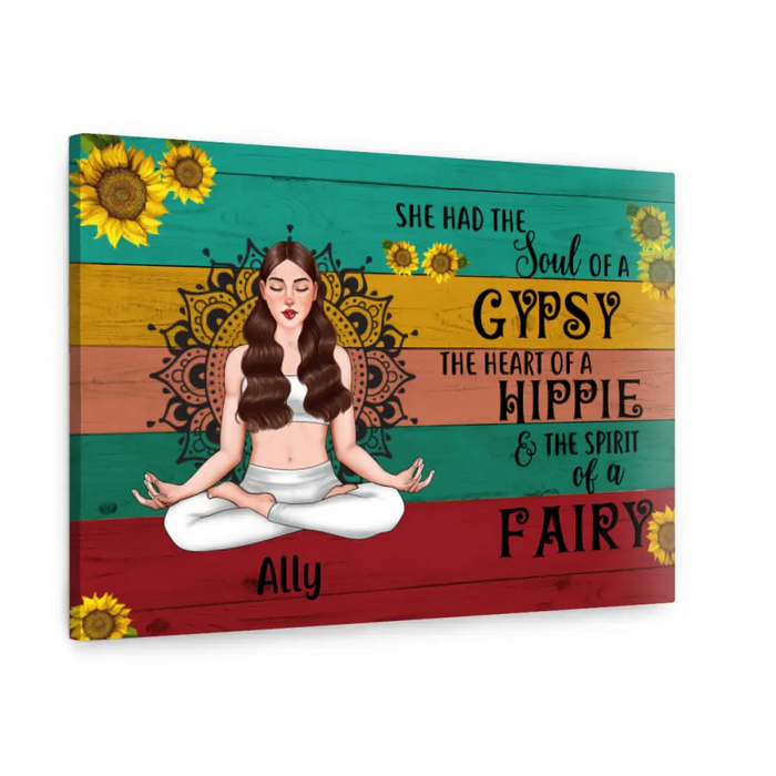 Personalized Canvas, She Had The Soul Of A Gypsy, Gift For Hippie, Yoga Fans