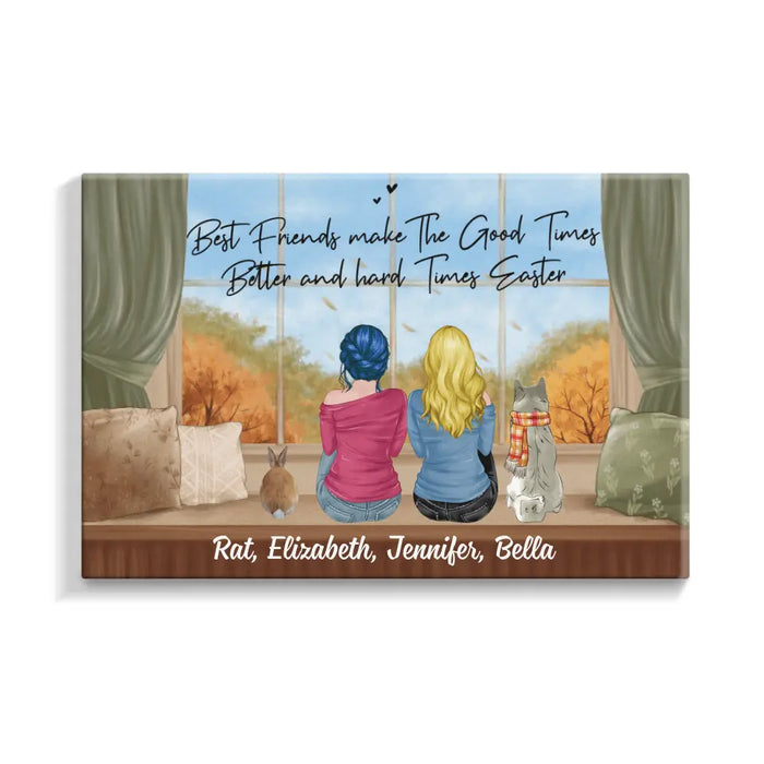 Personalized Canvas, Gift For Dog Lovers, Cat Lovers, Rabbit Lovers, Fall Gift For Sisters Best Friends