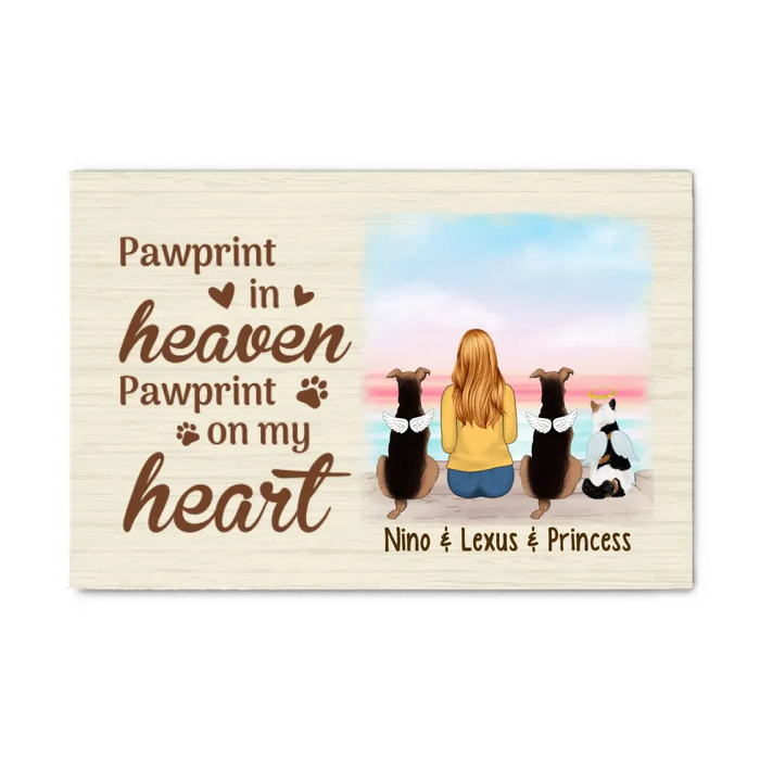Personalized Canvas, Pawprint In Heaven Pawprint On My Heart, Memorial Gift For Dog Loss, Cat Loss, Gift For Pet Lovers