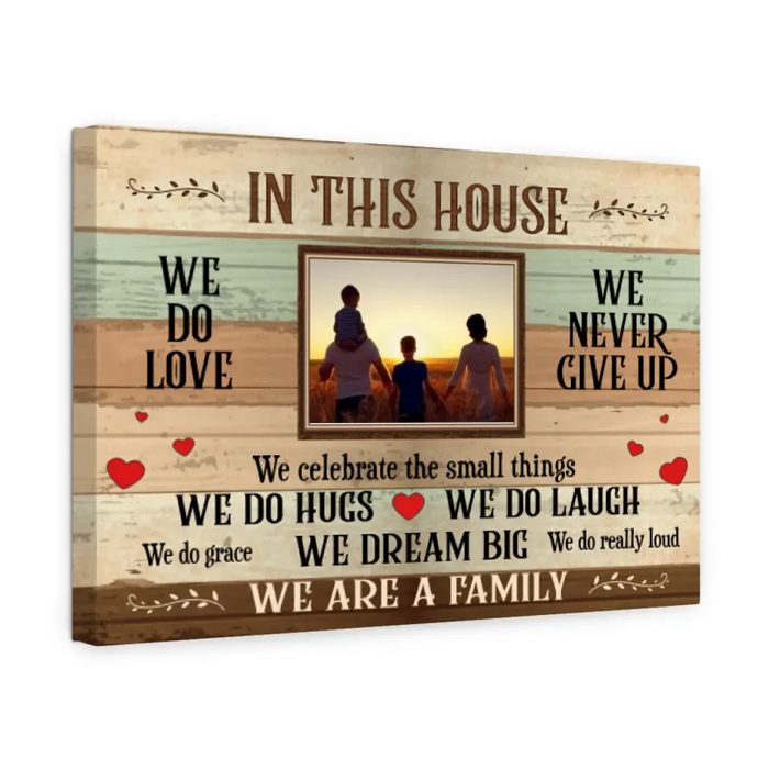 Personalized Canvas, In This House We Do Love We Never Give Up, Photo Upload Gifts, Gifts For Family