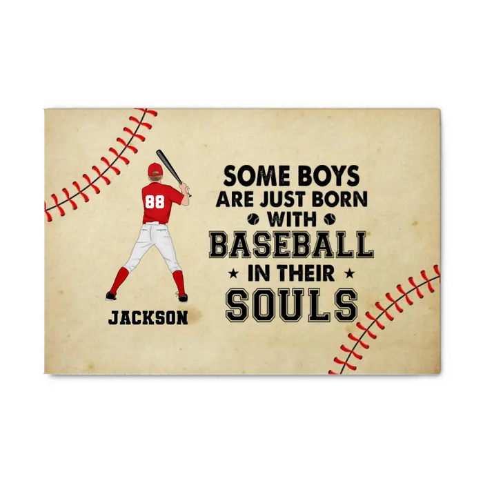 Personalized Canvas, Some Boys Are Just Born With Baseball In Their Souls, Gift For Baseball Sons, Grandsons