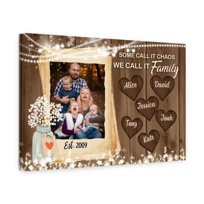 Personalized Canvas, Some Call It Chaos, We Call It Family, Gift for Family, Anniversary Gift, Photo Upload Gift