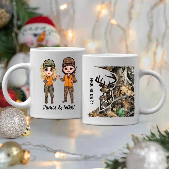 Her Buck And His Doe - Personalized Mug For Couples, Him, Her, Hunting