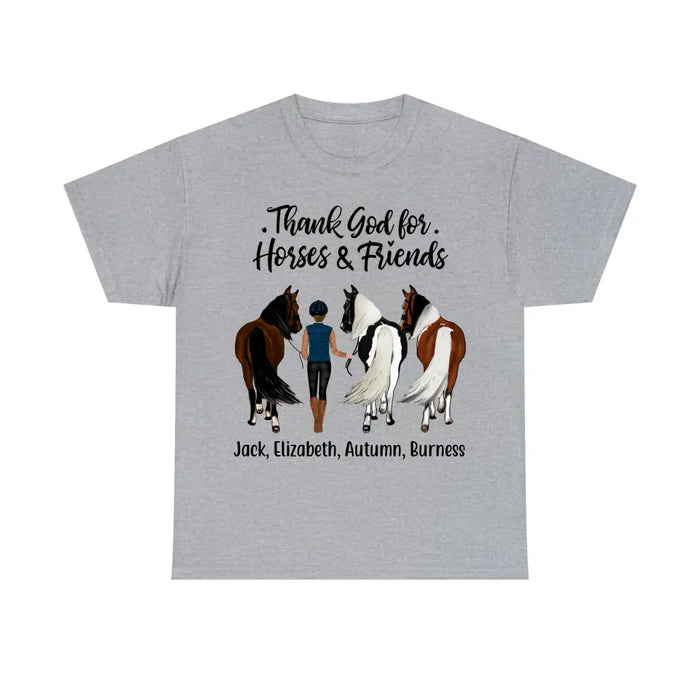 Thank God for Horses & Friends - Personalized Shirt For Her, Horse Lovers