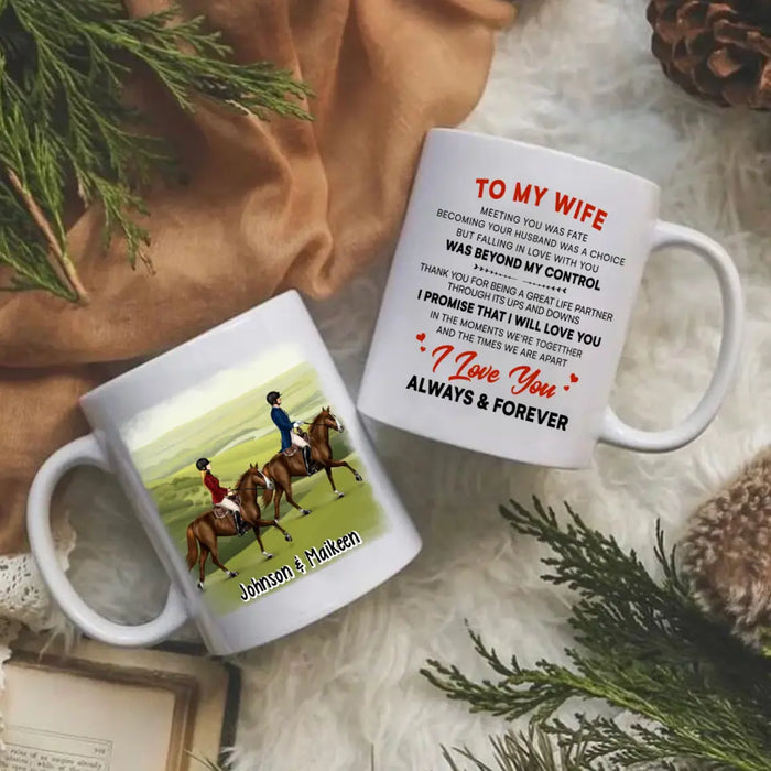 To My Wife Meeting You Was Fate - Personalized Mug For Couples, Her, Horse Lovers