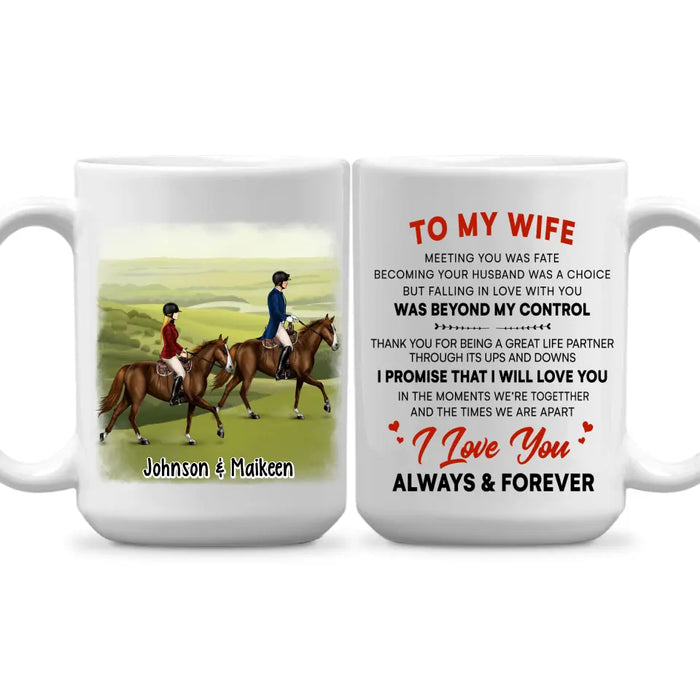 To My Wife Meeting You Was Fate - Personalized Mug For Couples, Her, Horse Lovers