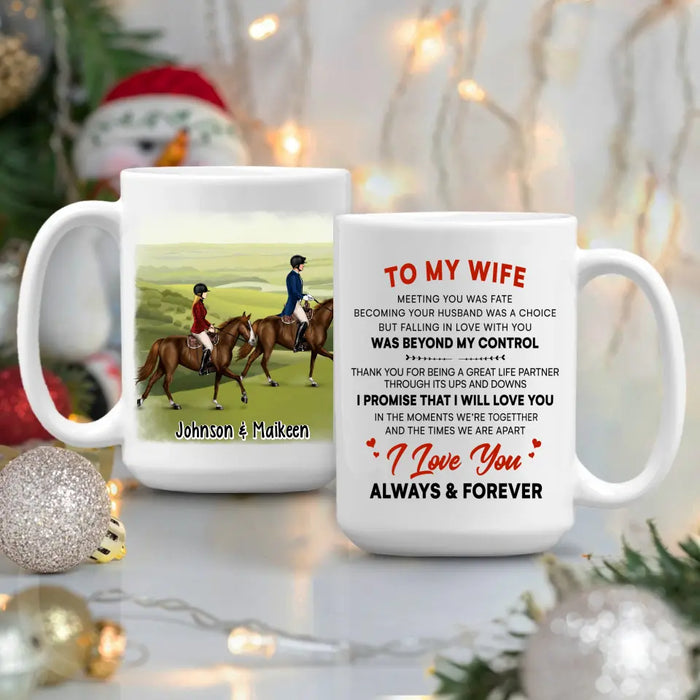 To My Wife Meeting You Was Fate - Personalized Mug For Couples, Her, Horse Lovers