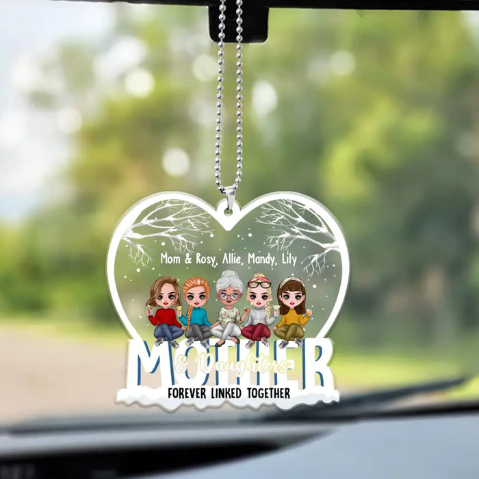 Mother And Daughter Forever Linked Together - Personalized Gifts Custom Car Ornament For Mom, Mother's Gift
