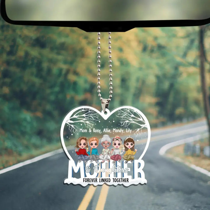 Mother And Daughter Forever Linked Together - Personalized Gifts Custom Car Ornament For Mom, Mother's Gift