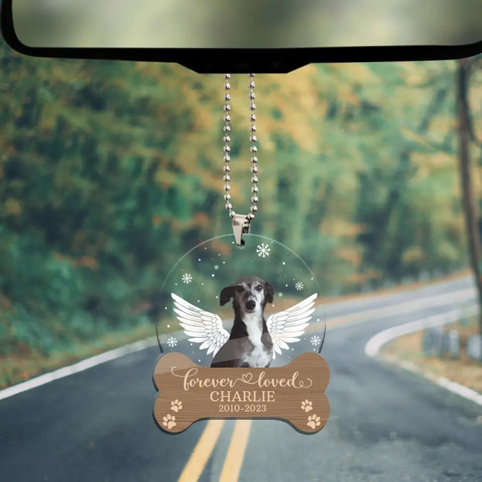 Forever Loved - Personalized Photo Upload Gifts Custom Memorial Car Ornament for Loss of Pet, Dog Cat Loss Sympathy Gifts