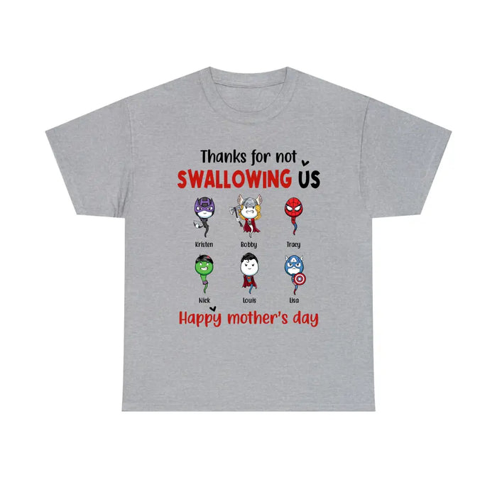 Thanks for Not Swallowing Us - Personalized Gifts Custom Superheroes Shirt for Mom, Funny Mother's Day Gift