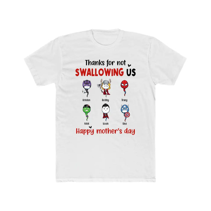 Thanks for Not Swallowing Us - Personalized Gifts Custom Superheroes Shirt for Mom, Funny Mother's Day Gift