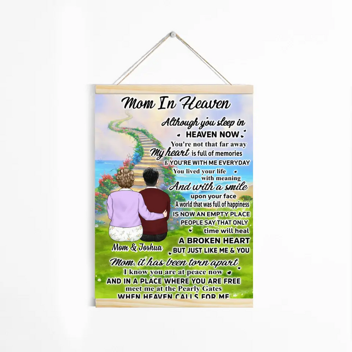 Mom In Heaven Although You Sleep In Heaven Now - Personalized Magnetic Canvas Frame for Loss of Mother, Memorial Gifts