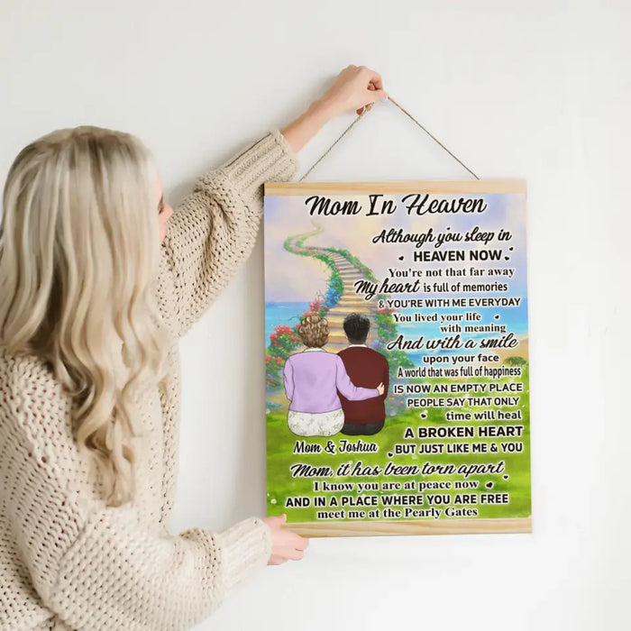 Mom In Heaven Although You Sleep In Heaven Now - Personalized Magnetic Canvas Frame for Loss of Mother, Memorial Gifts