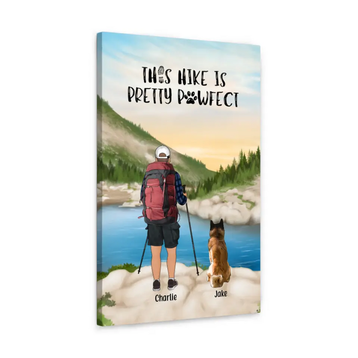Personalized Canvas, Man Hiking With Dogs, Gift for Hiking and Dog Lovers
