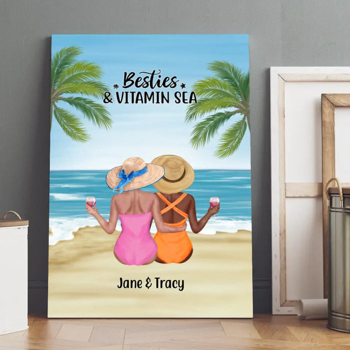 Personalized Canvas, Beach Sisters, Gift for Beach Lovers