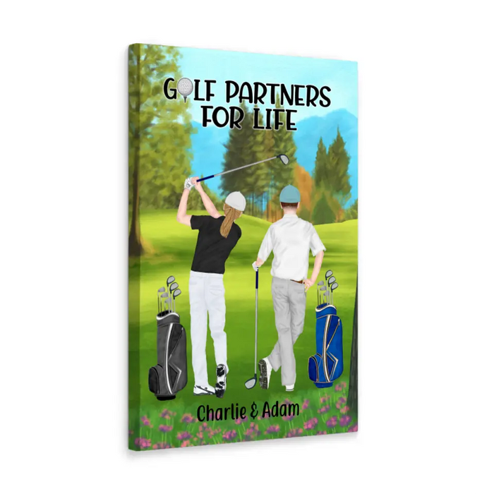 Personalized Canvas, Golf Same Sex Couple and Friends Gift For Golf Lovers