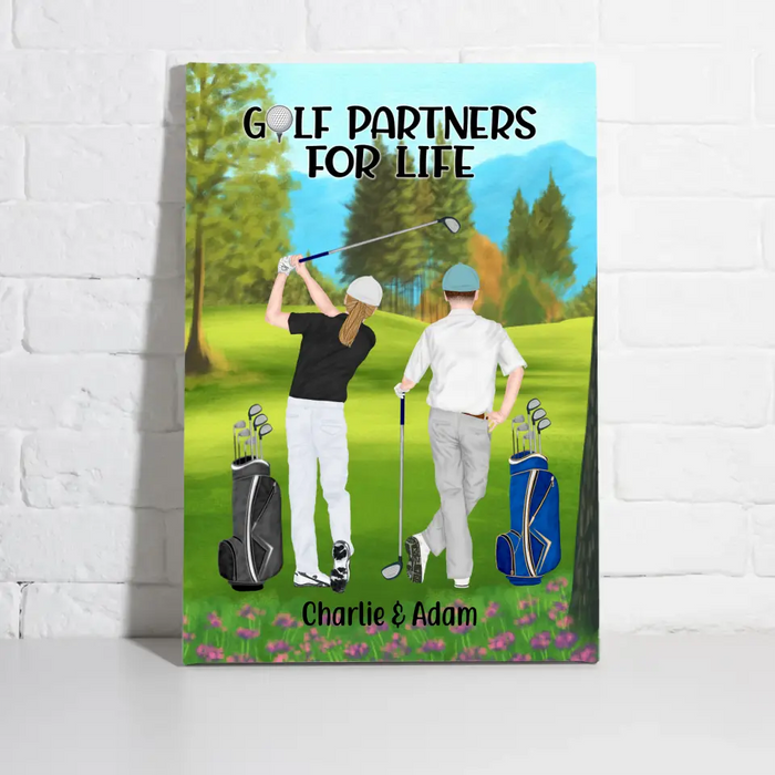 Personalized Canvas, Golf Same Sex Couple and Friends Gift For Golf Lovers