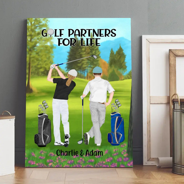 Personalized Canvas, Golf Same Sex Couple and Friends Gift For Golf Lovers