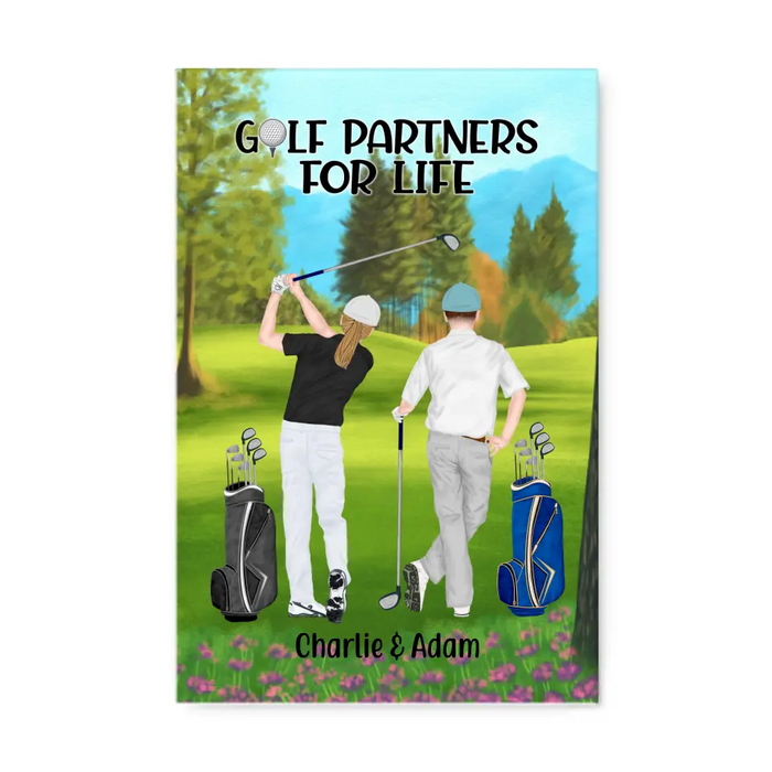 Personalized Canvas, Golf Same Sex Couple and Friends Gift For Golf Lovers