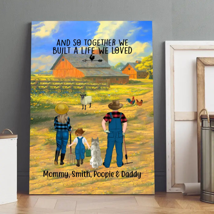Personalized Canvas, Farming Family And Pet, Gift For Farming And Dog, Cat Lovers