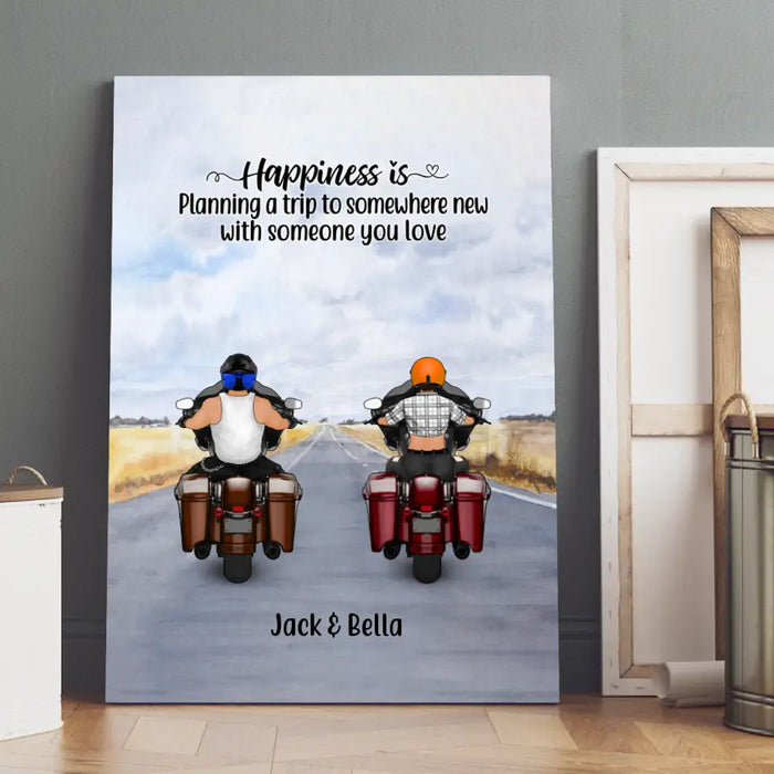 Personalized Canvas, Riding Motorcycle Partners, Gift for Motorcycle Lovers, Friends