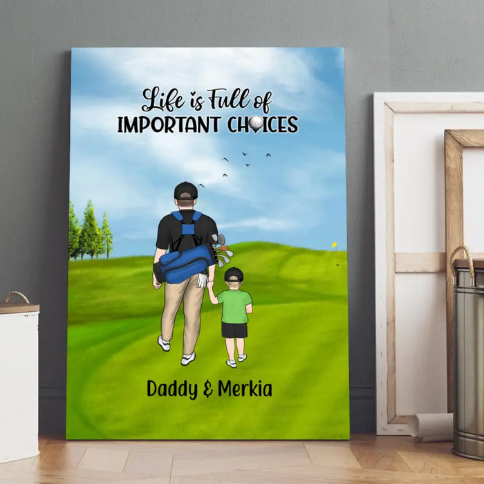 Personalized Canvas, Parents And Kids Golf Partners, Gift For Family And Golf Lovers