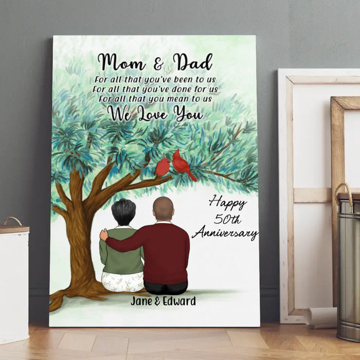 Personalized Canvas, Anniversary Gift for Parents, Wedding Anniversary Gift