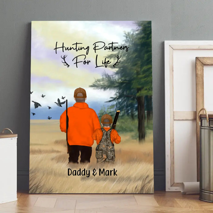 Personalized Canvas, Hunting Partners -  Parents And Kids, Couple And Friends, Gift For Family, Gift For Hunters